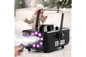 TEPU 800W Snow Maker Machines for Indoor Outdoors, Adjustable Snowflake Size with 9 Color Lights, Indoor and Outdoor Use, Snow Maker Machines for Indoor Outdoors for Parties Events,Black