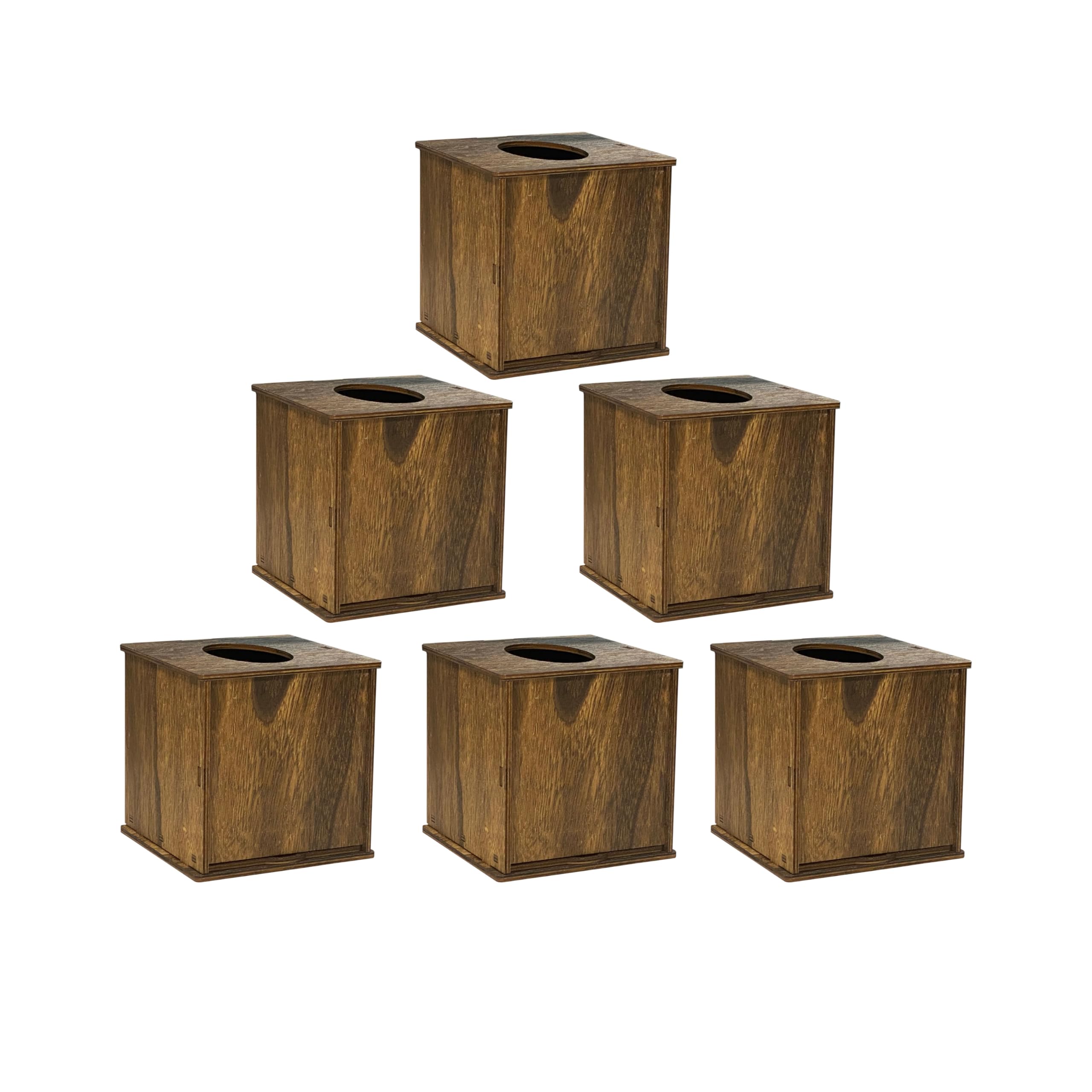Photo 1 of 6 Pack Square Tissue Box Cover (6 x 6 x 6 inches) Rustic Wood Tissue Box Holder with Slidingout Bottom Wooden Tissue Box Cover Cube for Tabletop Stands Bathroom Bedroom Dinner Table