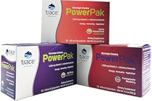 Trace Minerals | Electrolyte Stamina Power Pak | 1200 mg Vitamin C | Non-GMO | Acai Berry, Pomegranate Blueberry, and Guava Passion Fruit | 30 Packets Variety (Pack of 3)