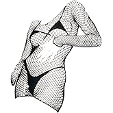 SweatyRocks Women's Fishnet Lingerie Long Sleeve Hollow Out Bodycon Mini Babydoll Lingerie Dress