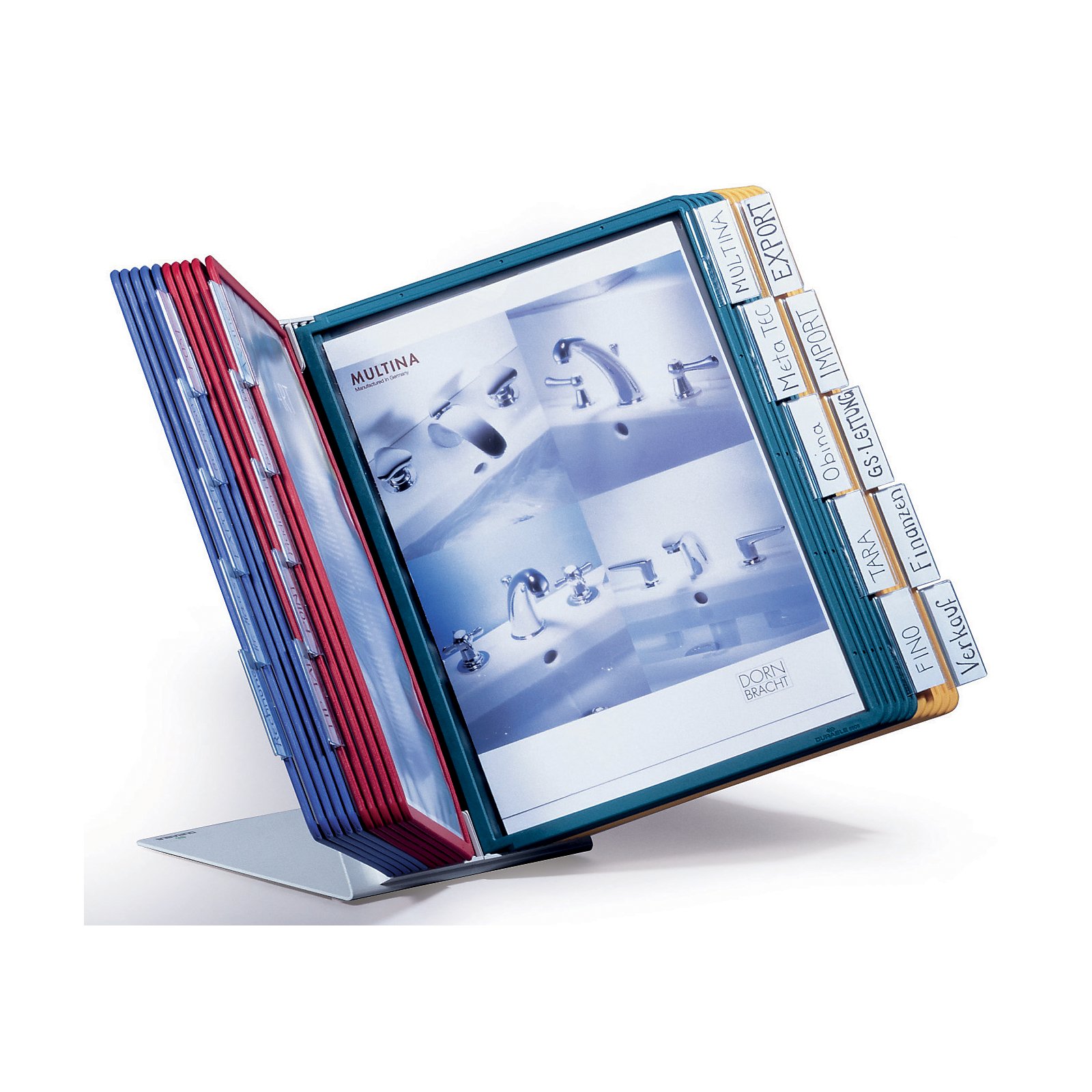 Durable VARIO Display Panel Desk Unit | 20 Panels and Tabs in Assorted Colours | Ideal for Storing and Display ing A4 Documents — image 1