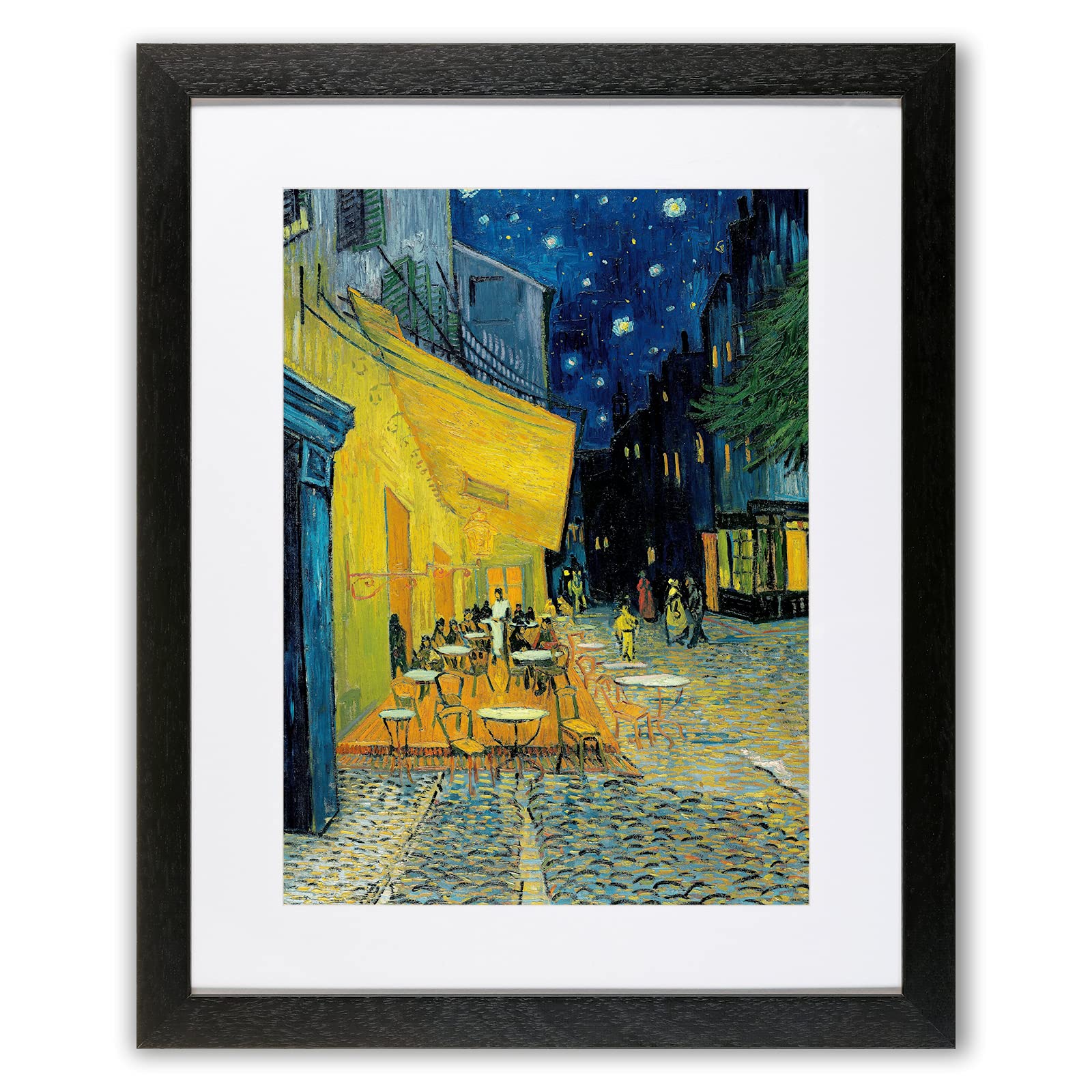 Redzarty Cafe Terrace at Night - Van Gogh Framed Wall Art Picture – Famous Painting Post Impressionism Room Decor for Home, Office, Dining Room or Kitchen (22"x18" Black Frame)
