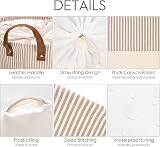 Sea Team Gray Stripe Pattern Laundry Hamper Canvas with PU Handles 17.7 x 13.8 view 3