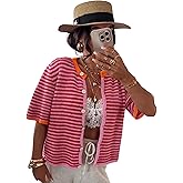 AMEBELLE Women's Lightweight Short Sleeve Cardigan Summer Casual Striped Knit Open Front Sweater