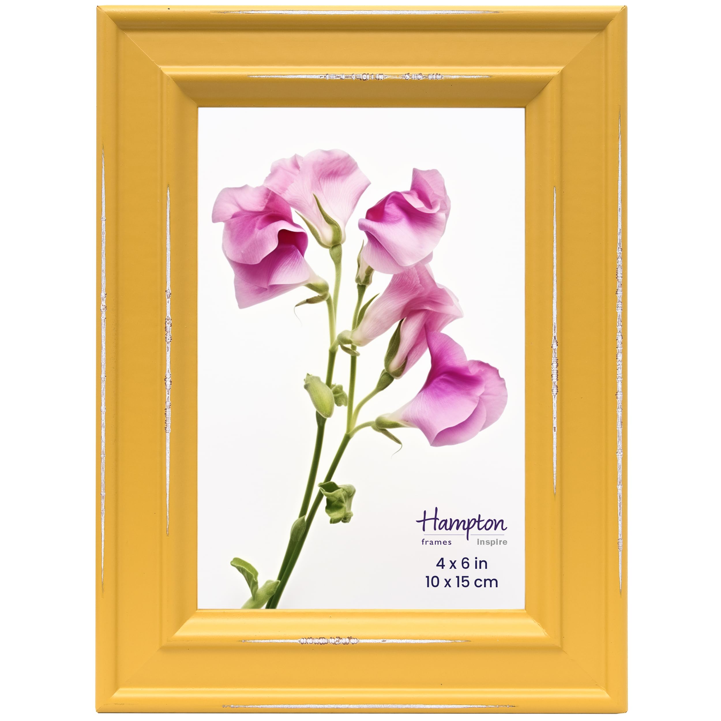 inspire by Hampton Frames | PALOMA Picture Photo Frame | 4x6 Inch (10x15cm), Mustard Yellow, Glass | Modern Design, Tabletop or Wall Display, Durable Build | Display Memories with Style