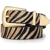 SUOSDEY Women's Leather Belts for Jeans Pants, Vintage Western Belt with Gold/Silver Buckle