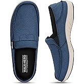 Slip On Shoes for Men, Breathable Loafers for Men with Arch Support, Comfortable Boat Shoes, Orthopedic Non Slip Indoor & Outdoor Loafer with Foldable Heel