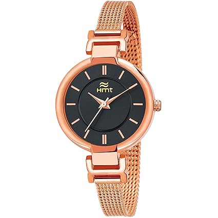 Black Dial Display Analogue Watch for Women HM-LR028=BLK-CPR