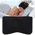 FRESHME Black Sleep Eye Mask with Ear Cover - Block Out Light Contoured Night Blindfold Eye Sleeping Mask with Ear Cover for Men Women Side Sleeper Night Gift