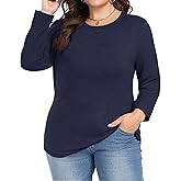 HLTPRO Long Sleeve Shirts for Women - Plus Size Workout Athletic Yoga Casual Crewneck Oversized Trendy Tops for Gym
