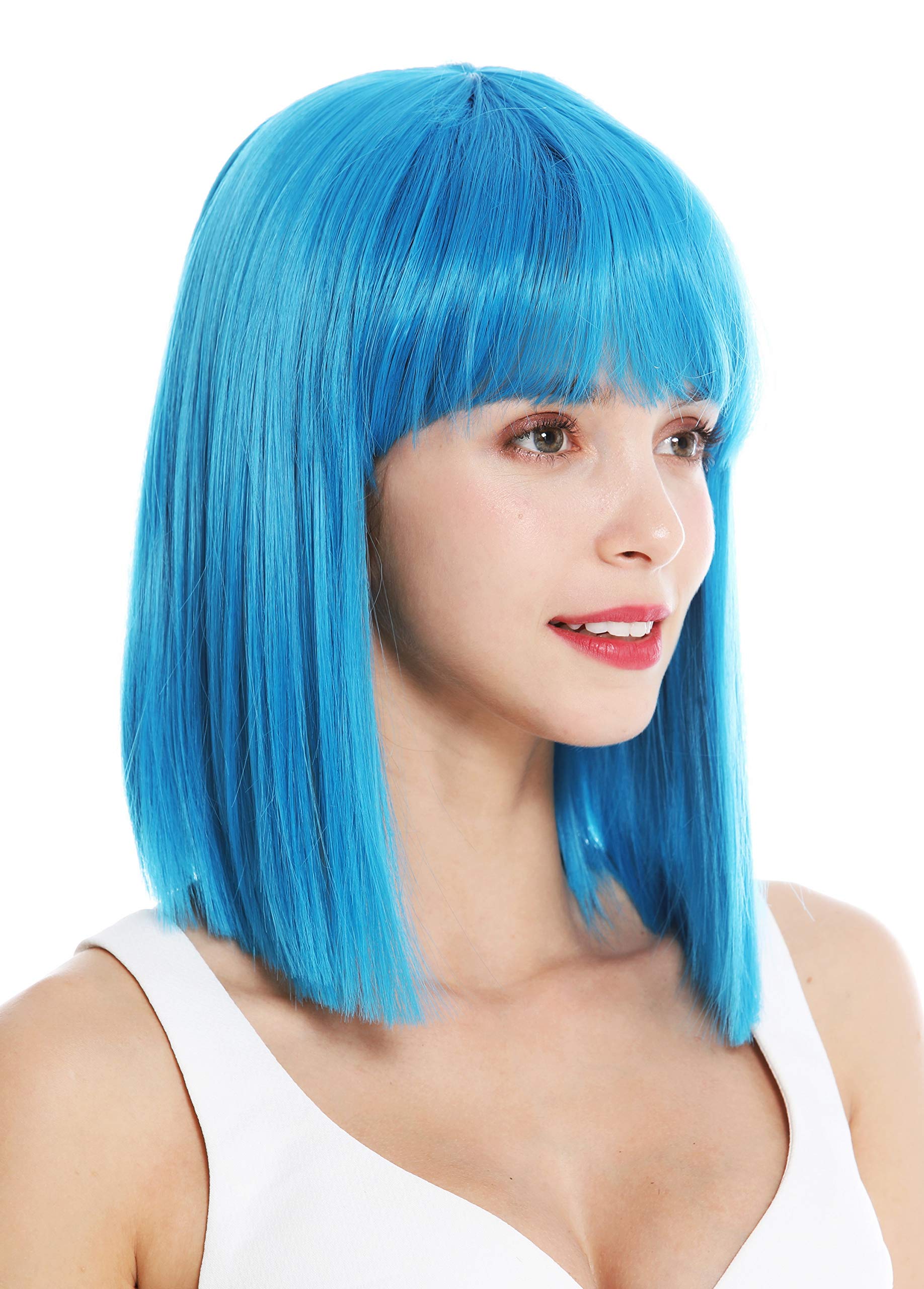 WIG ME UP - VK-10-T4440 quality women's wig short shoulder length long bob sleek Cleopatra fringe light blue fair blue