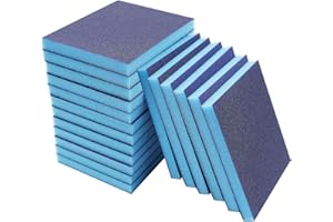 Uillcuet 18PCS 120 Grit Sanding Sponge Sanding Block Set Wet Dry, Medium Grit 120 Grit / #320-400, Reusable and Washable Sanding Blocks for Wood, Rust Removal, Plastic, Drywall