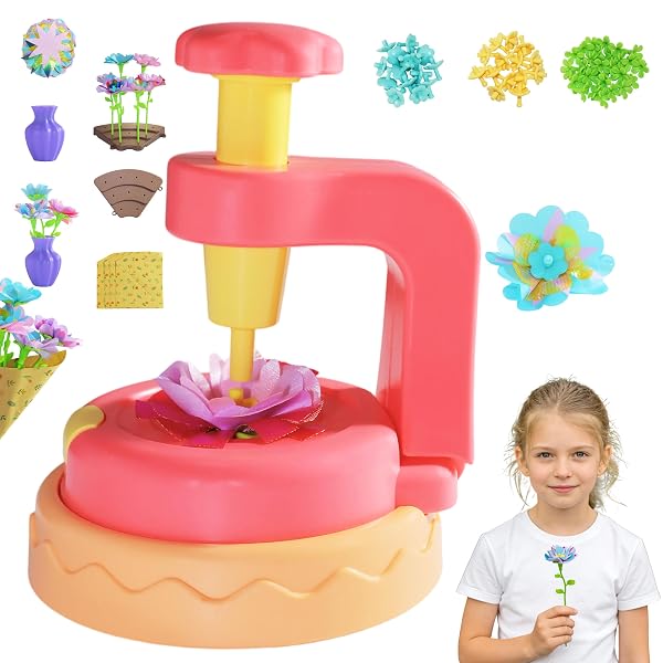 KEGOZ FLOWER MAKING MACHINE FOR KIDS, DIY FLOWER CRAFT KIT WITH FLOWER MAKER, ARTS AND CRAFTS FOR GIRLS AGES 4-6-8, BIRTHDAY EASTER GIFTS FOR 4 5 6 7 8 9 YEAR OLD GIRLS, KIDS DIY BOUQUET MAKING TOY