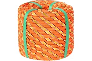 PYROCLASTIA Arborist Rope Climbing Rope Swing for Tree(1/2in x 100ft) Logging Rope 48 Strands for Pull, Swing, Knot (Orange)