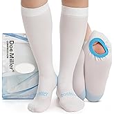 Doc Miller TED Hose Knee High Anti Embolism Stockings for Women & Men, Hospital Style Surgical Stockings, Plus Size White Compression Socks 15-20mmHg, Support Hose with Inspection Hole (M-5XL)