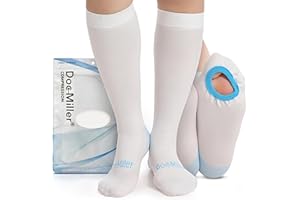 Doc Miller TED Hose Knee High Anti Embolism Stockings for Women & Men, Hospital Style Surgical Stockings, Plus Size White Compression Socks 15-20mmHg, Support Hose with Inspection Hole (M-5XL)