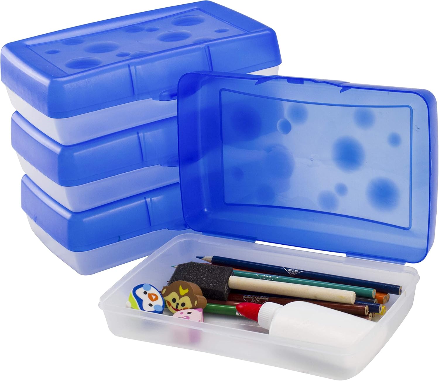 6 Pack 8 3 8 X 5 5 8 X 2 1 2 Inches Storex Pencil Box u06c Black Pencil Holders Surclima Office Supplies