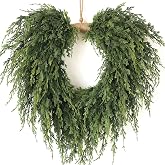 Heart-Shaped Artificial Christmas Cedar Pine Wreath for Front Door Decor | Unique Heart Design,Fake Christmas Wreath,Rope Loop is Easy to Hang,for Front Porch Window Wall Outdoor Farmhouse Home Decor