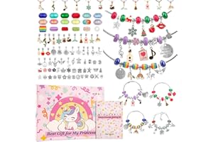MIO ANGLE Charm Bracelet Making Kit, Jewelry Making Kit Trendy Stuff for Kids Ages 6-12, Unicorn Toy Cute Stuff for Teen Girls Gifts Birthday Gift, Crafts for Girls 6 7 8 9 10 11 12 Year Old