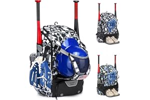 GOTECH Softball Bag,Softball Bat Bag For Youth Adults,Baseball Bag with Fence Hook for TBall Bat & Equipment,Lightweight Baseball Bat Backpack with Shoe Compartment,Large Main Compartment for Helmet