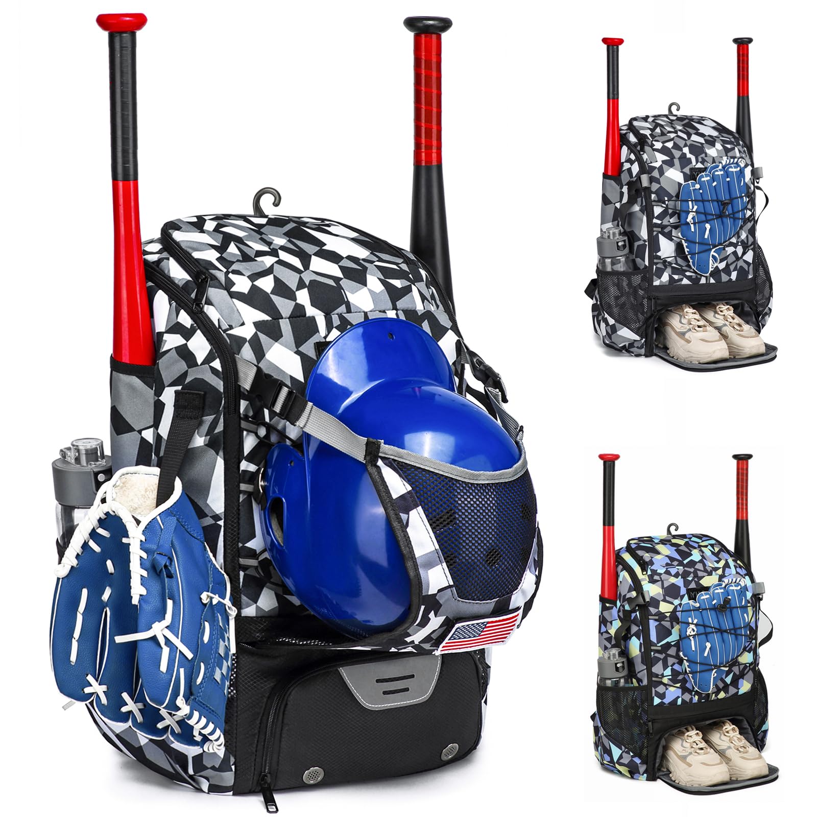 Photo 1 of GOTECH Softball Bag for Youth & Adults, Baseball Bag with Fence Hook, Lightweight Bat Backpack with Shoe Compartment, Large Main Compartment for Helmet