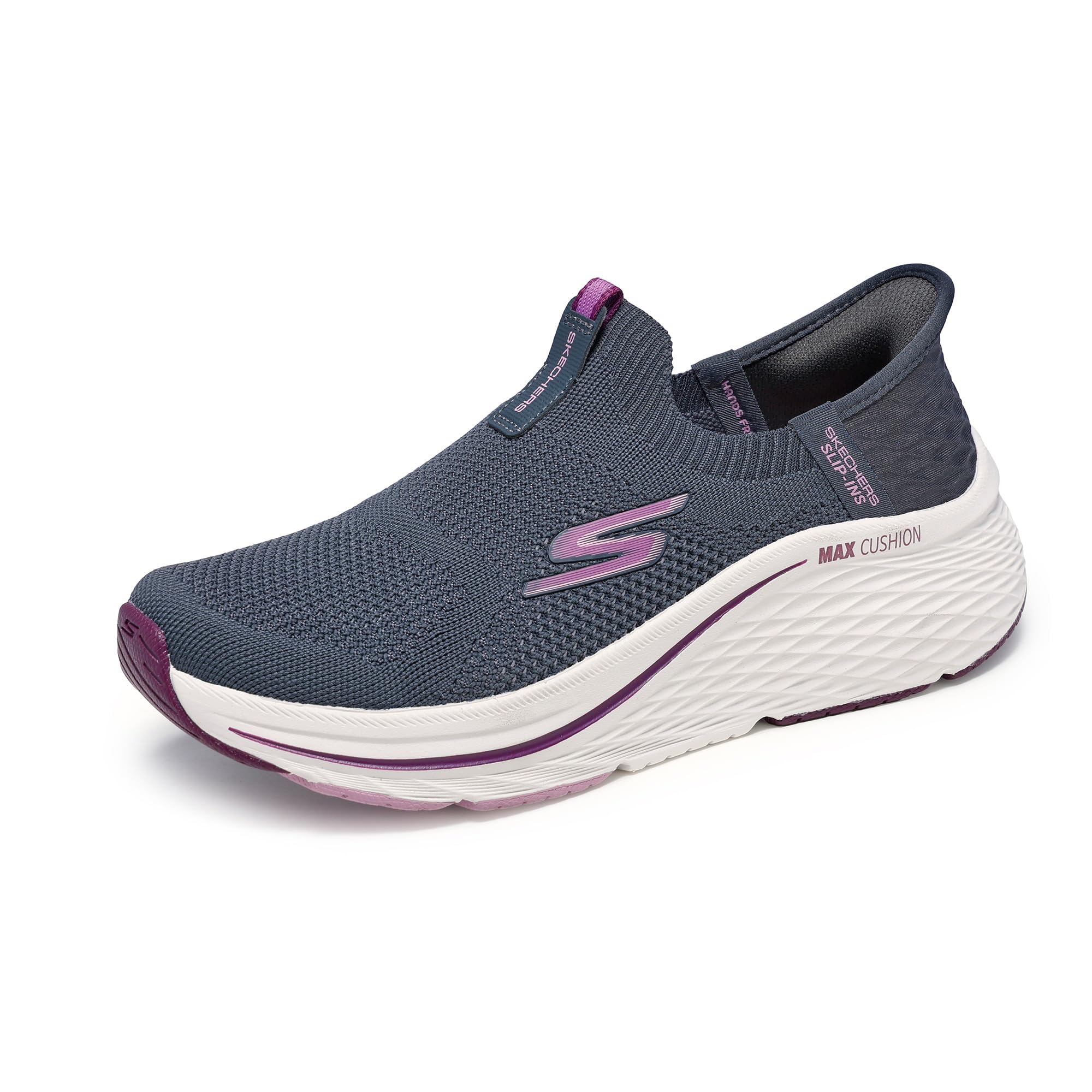 Skechers Women's Max Cushioning Elite 2.0 Eternal Hands Free Slip-ins Sneaker, Charcoal/Burgundy, 9.5 Image