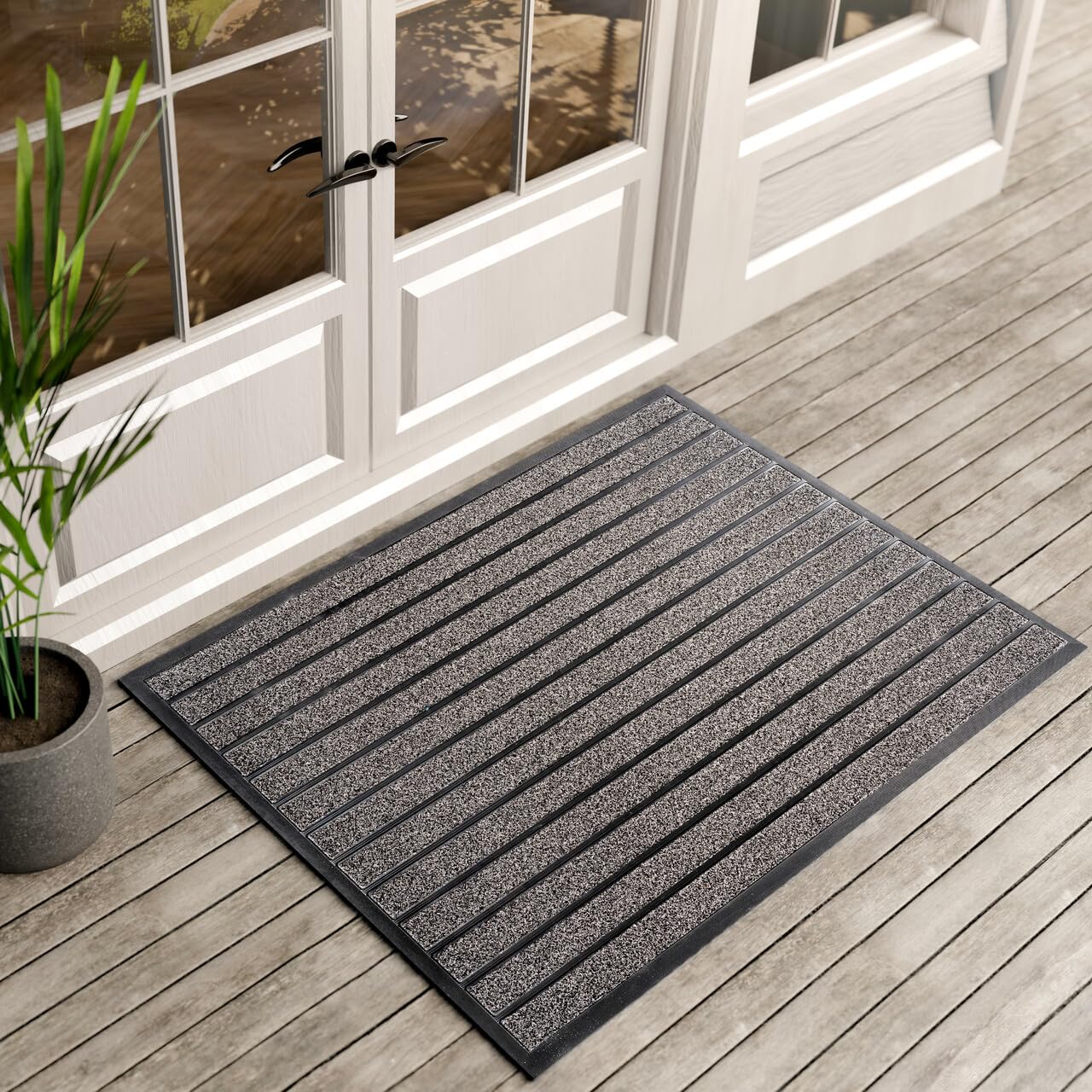 Photo 1 of ubdyo Extra Durable Door Mat - Dirt Trapping Outdoor Welcome Mats - Non-Slip Outdoor Indoor Entrance - Low Profile Front Doormat(47" x 32", Bright Grey)
