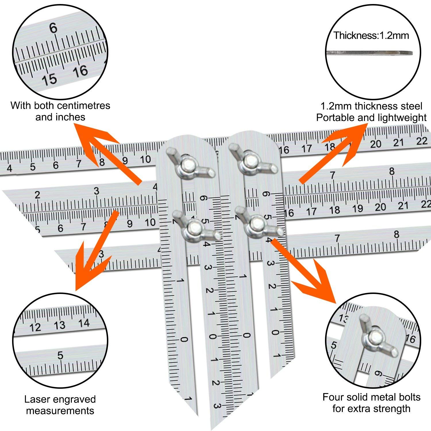 Angleizer Vorlage Werkzeug, WOWGO Werkzeug Lineal Edelstahl Messgerät für Handymen Bauherren Handwerker