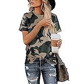 BMJL Women's Casual Cute Shirts Leopard Print Tops Basic Summer Short Sleeve Fashion Soft Blouse Loose Fit Tshirt