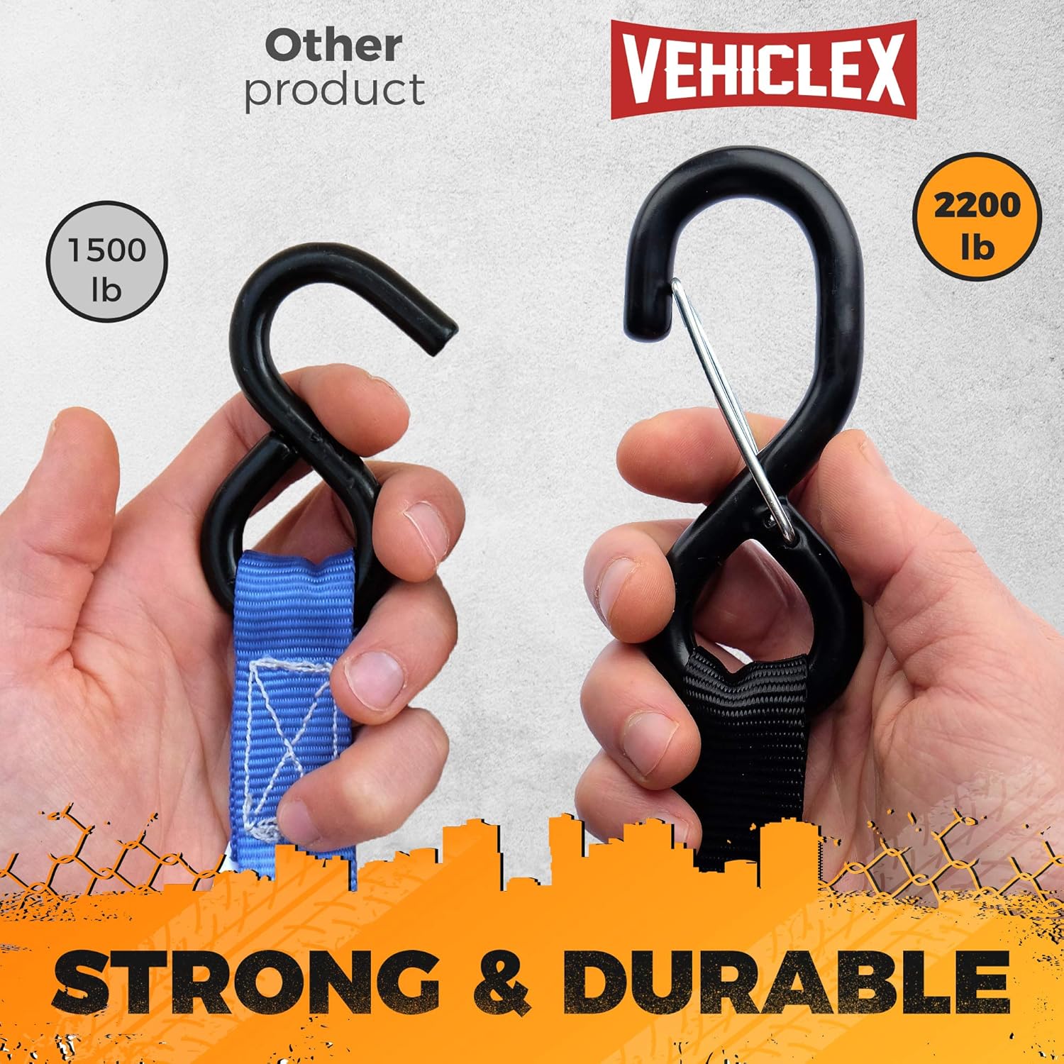 Vehiclex Ratchet Tie Down Straps – 15 Ft Long - UPGRADED 2200 lb Break Strength – 4 Pk Premium Heavy Duty Cargo Straps & Soft Loops, Vinyl Coated Full Bent Closed S-Hook & Ergonomic Rubber Handle: Automotive