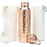 Kitchen Science Authentic Ayurvedic Copper Water Bottle With Handle (34 oz/1000 ml) | Lab-Tested, Leak-Proof | Includes Free Sleeves & Carrying Bag | Ideal for Drinking Water