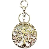Tree of Life Keychain Bling Good Luck Charm Chakra Health Rhinestone Crystal Purse Charm
