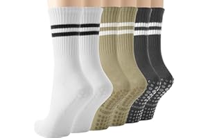 BISOUSOX Pilates Socks Grip Socks, Grippy Sock Woman Yoga Slipper Crew Ankle Non Slip Sticky Barre Ballet Sock Hospital