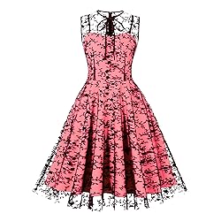 Keyhole Mesh Floral Embroidery Dress for Women