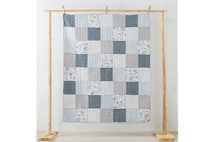 SLPR Coastal Dream 50" x 60" Cotton Floral Throw: Farmhouse Patchwork Quilt, Cotton Lap Quilted Blanket, Purple and Blue Summer Comforter, Lightweight Country Coverlet, Vintage Cover for Couch