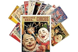 PIXILUV Vintage PostCards 24 pcs Vintage Circus Clowns and Athletes Vintage Posters