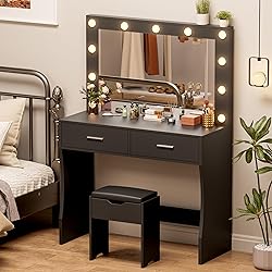 YESHOMY Vanity Desk with Mirror, Makeup Table with