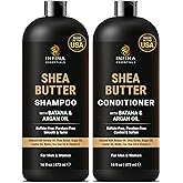 INFINA ESSENTIALS Shea Butter Shampoo & Conditioner Set | 16 fl oz Each | with Batana Oil & Argan Oil | Moisturizing, Strengthening & Frizz Control Formula | Supports Hair Growth & Adds Thickness