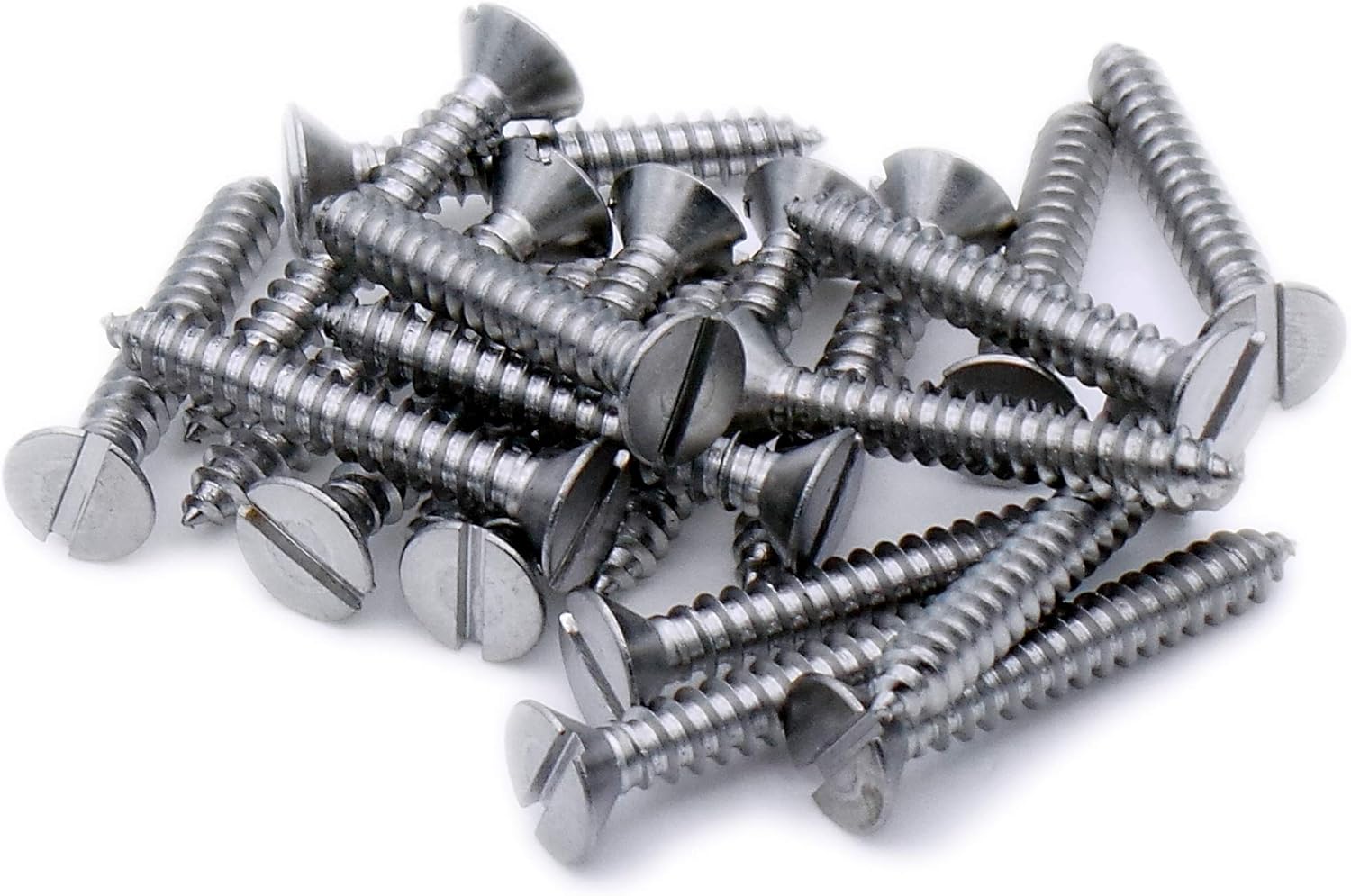 No.12 x 0.625 (5.5mm x 16mm) Slot Countersunk Self-Tapping Screw - Stainless Steel (A2) (Pack of 20), 5.5x16 - A2(20)