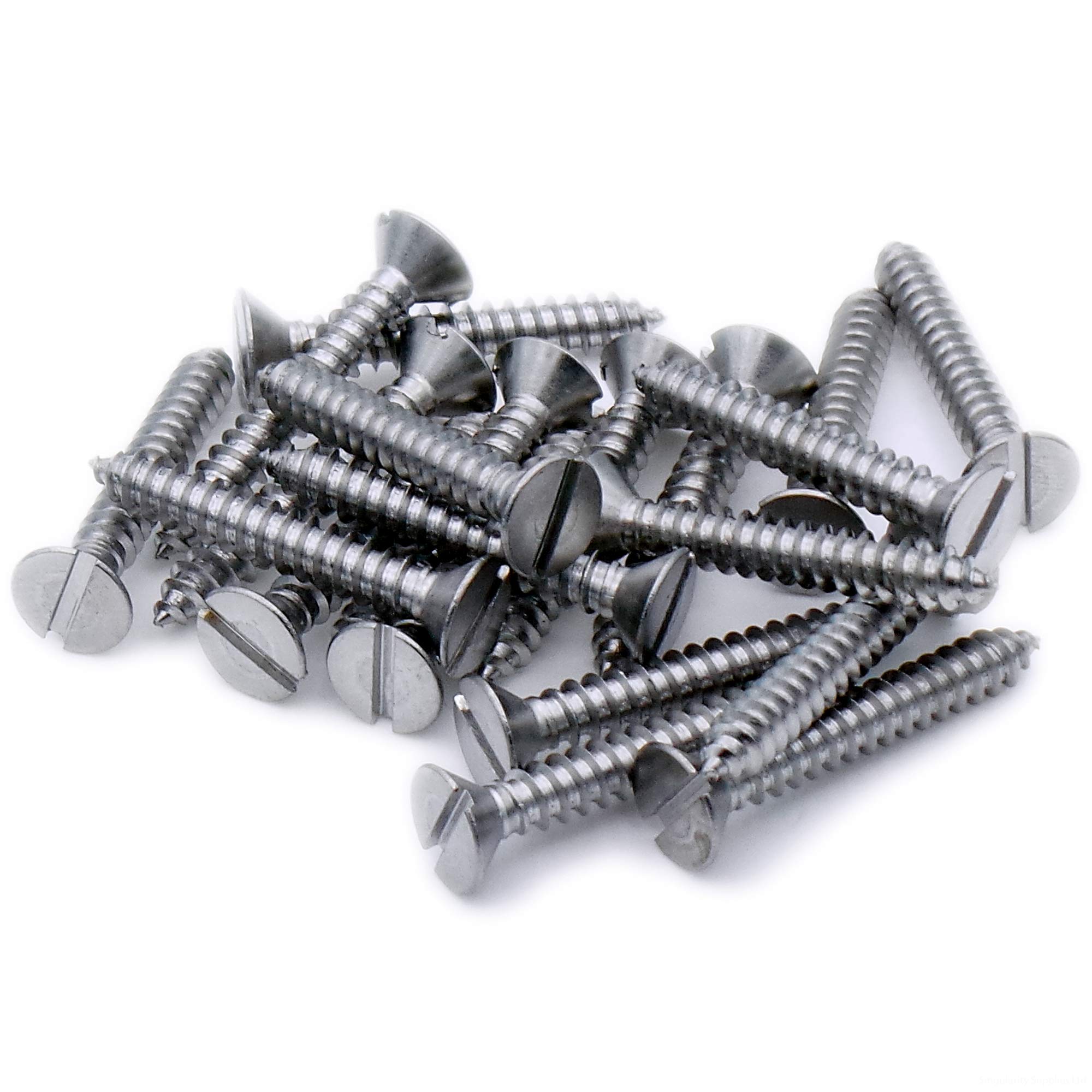 No.12 x 0.625 (5.5mm x 16mm) Slot Countersunk Self-Tapping Screw - Stainless Steel (A2) (Pack of 20)