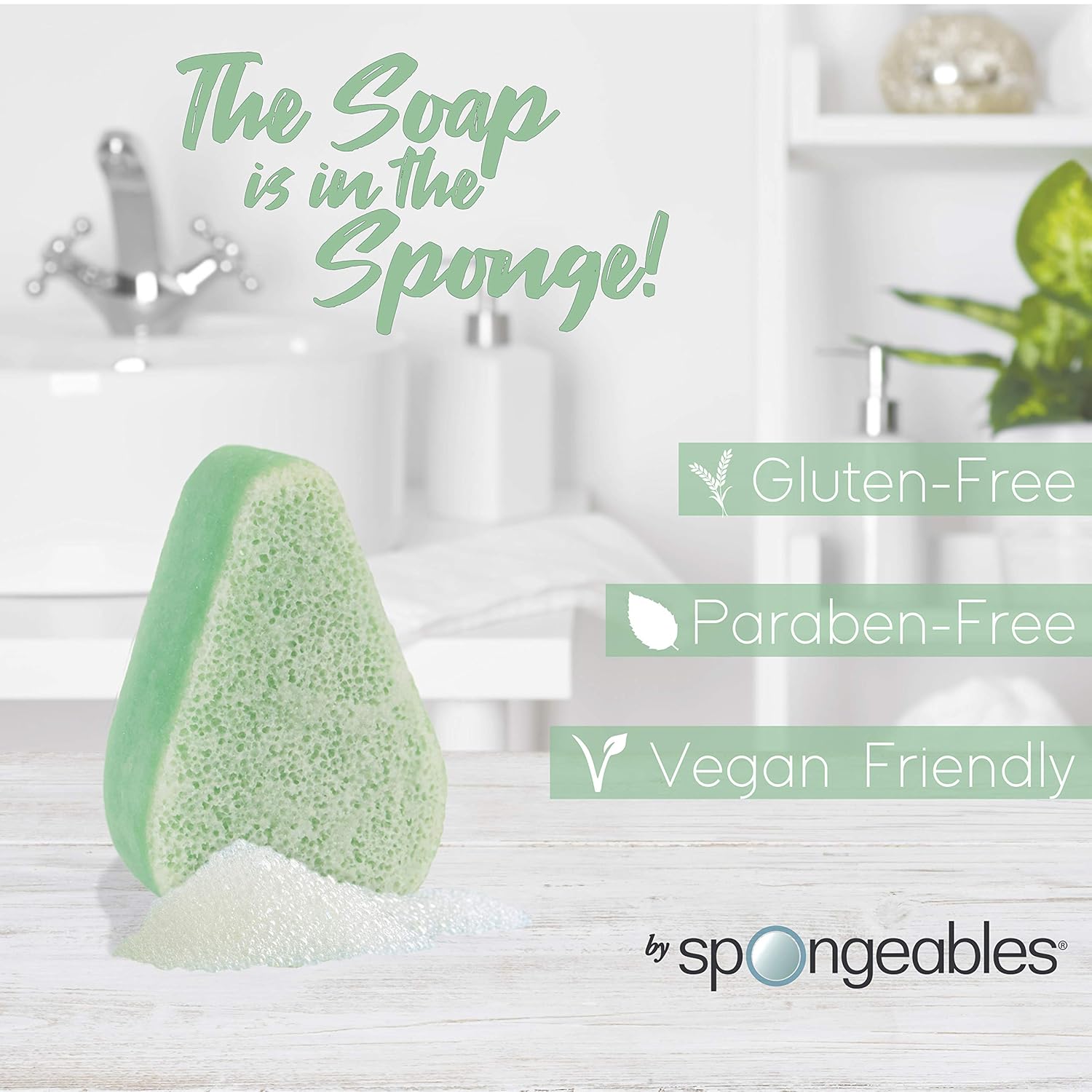 Spongeables Anti-Cellulite Body Wash in a Sponge, Fresh Aloe Scent, Spa Cellulite Massager, Moisturizer and Exfoliator, 20+ Washes, 4 oz Sponge, Pack of 1: Beauty