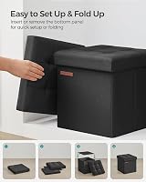 SONGMICS Storage Ottoman Storage Bench Footrest 30x30x30 cm Ink Black LSF028B51 view 7