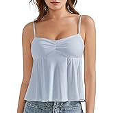 OMKAGI Cute Peplum Camisole Tops for Women Built in Bra Sleeveless Going Out Tank Top