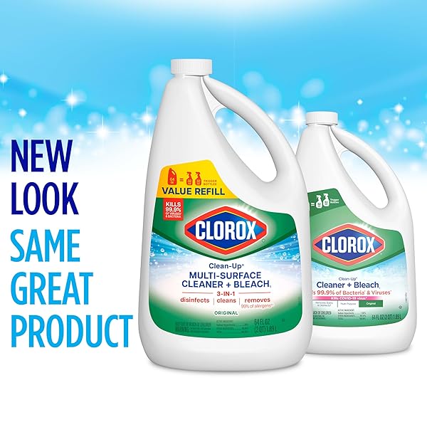 CLOROX CLEAN-UP ALL PURPOSE CLEANER WITH BLEACH ORIGINAL, HOUSEHOLD ESSENTIALS, 64 OUNCE REFILL BOTTLE