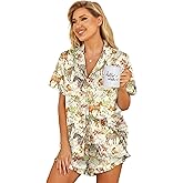 Ekouaer Silk Pajamas Womens Short Sleeve Sleepwear 2 Piece Satin Pjs Shorts Set Button Down Loungewear Zebra Collection Medium