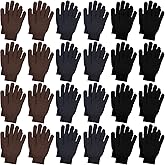 Handepo 24 Pairs Winter Knit Gloves Weather Magic Stretchy Gloves Bulk for Women Men Adults