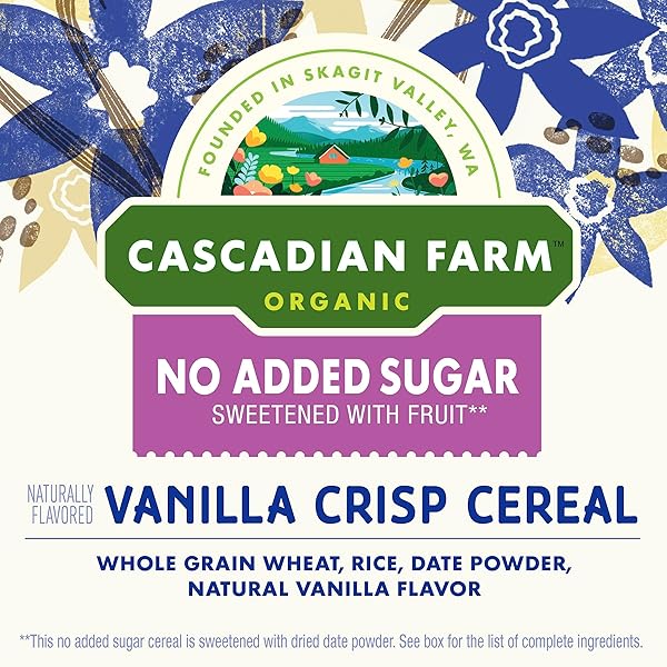 CASCADIAN FARM ORGANIC VANILLA CRISP CEREAL, NO ADDED SUGAR, 12 OZ