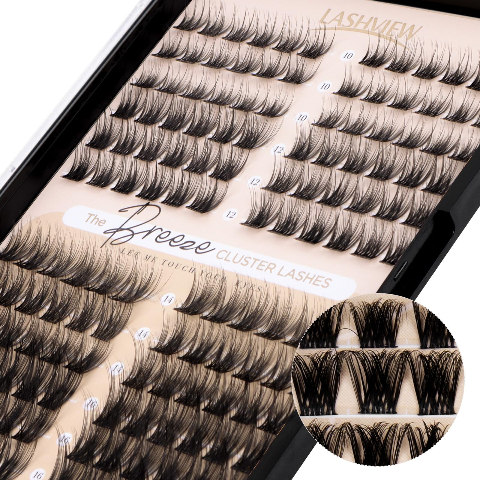 LASHVIEW Lash Clusters 144 Pcs Cluster Lashes DIY Cluster Eyelash Extensions Mega Volume Reusable Individual Lashes Cluster Volume Look Super Thin Band & Soft(D17,C-10-16mix) — image 1