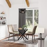 GOLDFAN Round Tempered Glass Dining Table with Black Tubular Legs 100x100cm view 5