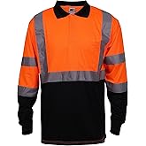 L&M® Hi Vis T Shirt Polo Shirt ANSI Class 3 Reflective Safety Lime Orange Black Short Long Sleeve HIGH Visibility